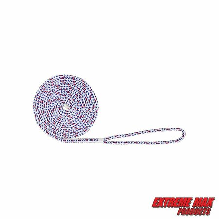 EXTREME MAX Extreme Max 3006.2612 BoatTector Double Braid Nylon Dock Line - 3/8" x 15', Old Glory 3006.2612